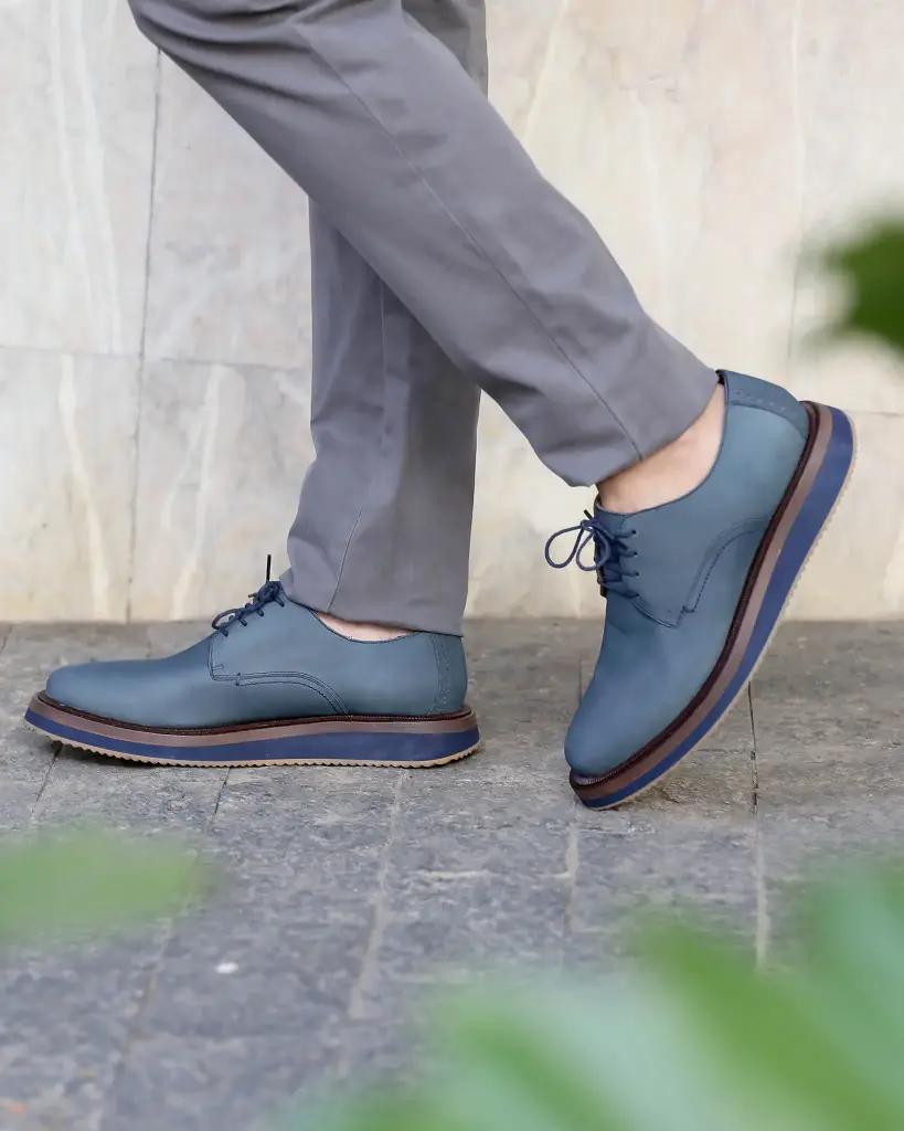 Cesar Sapato Pele Cabra- Azul Jeans